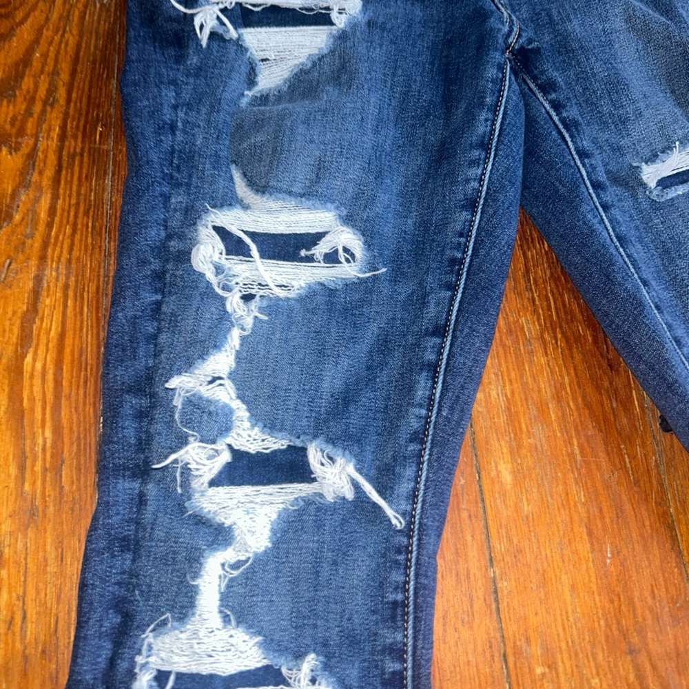 American Eagle Outfitters Blue High Rise Skinny Distressed Jeans size 10 Short - Picture 2 of 8